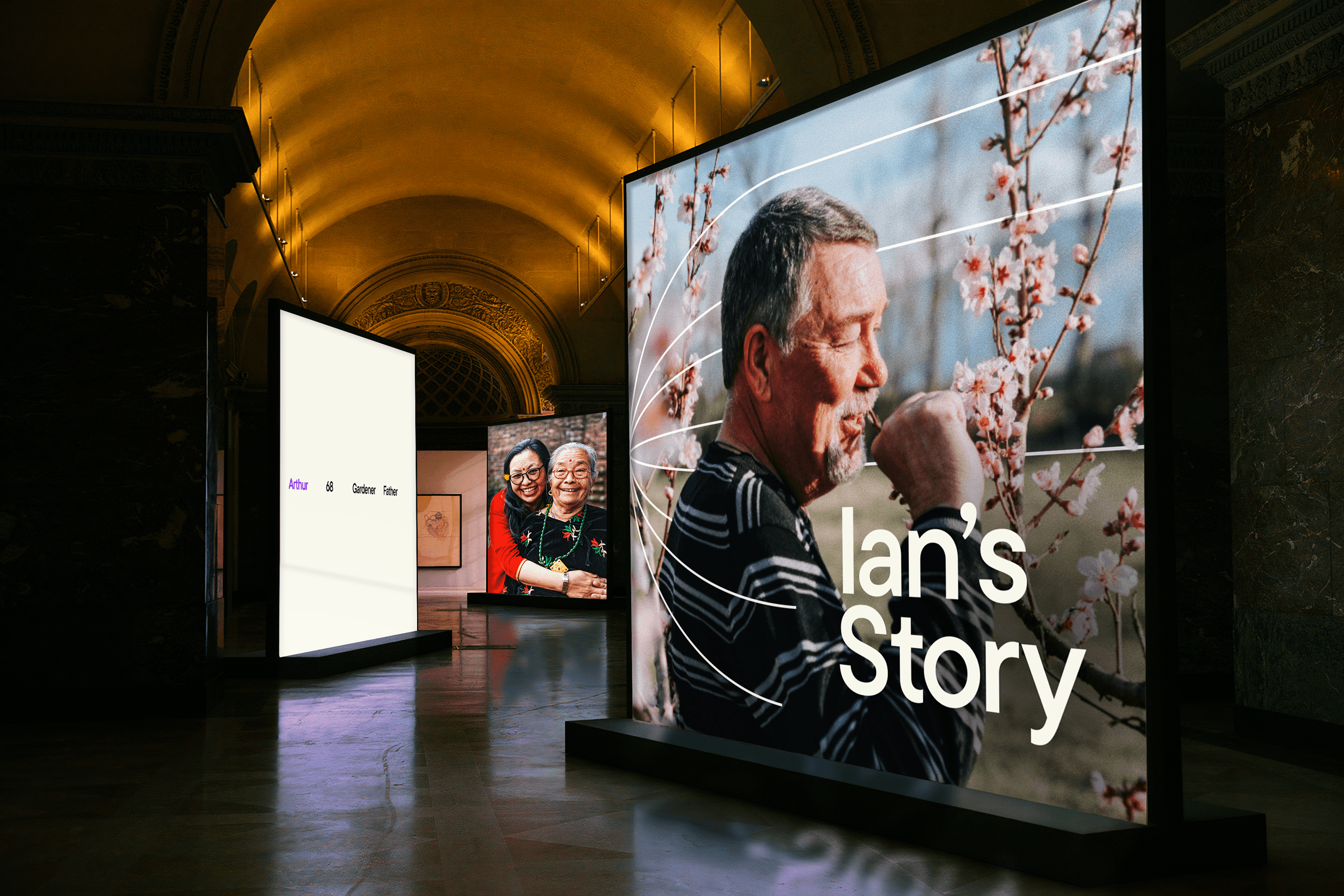 Visual identity system for C the Signs, showcasing an exhibition highlighting real stories.