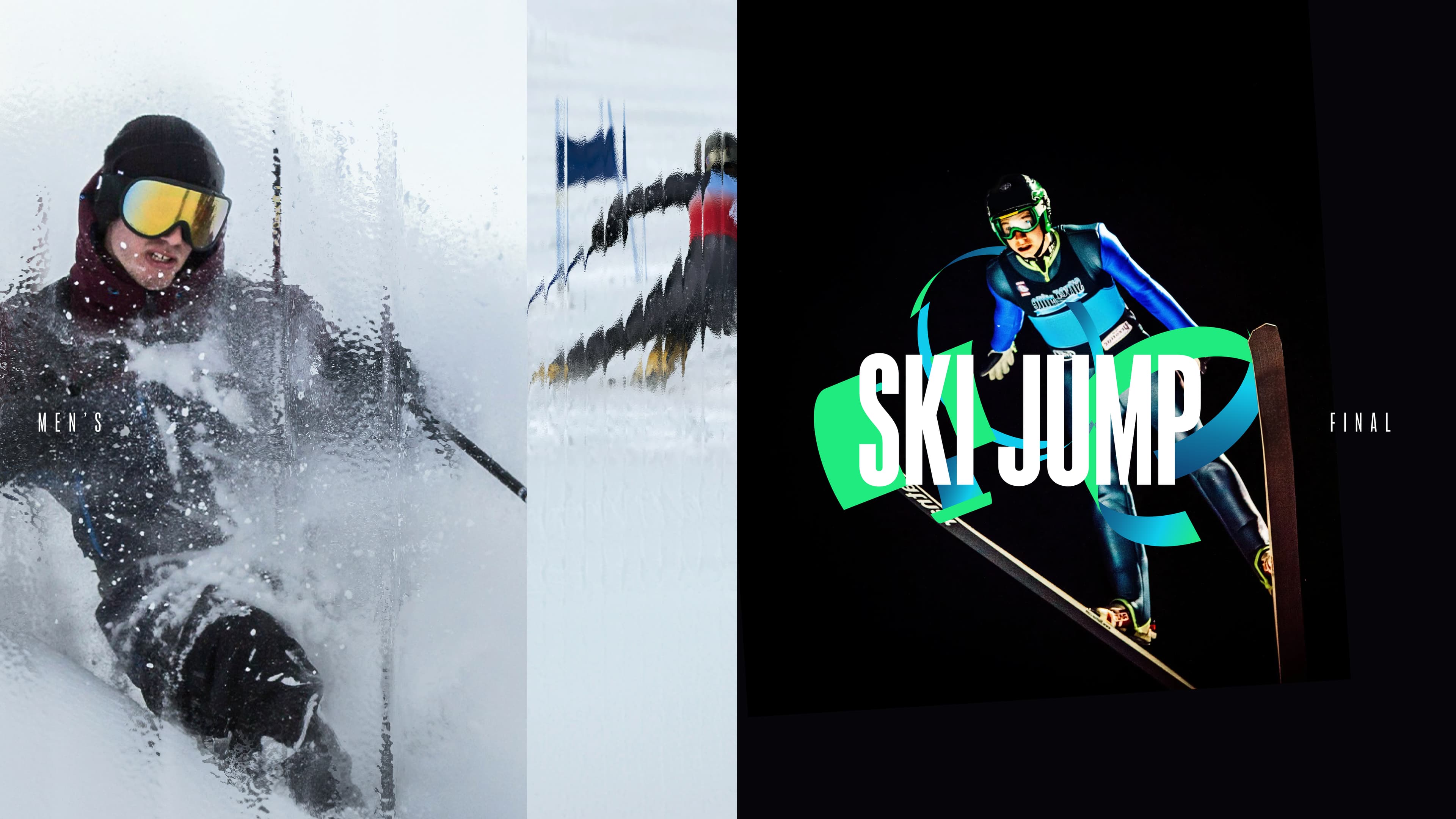 three up skiing