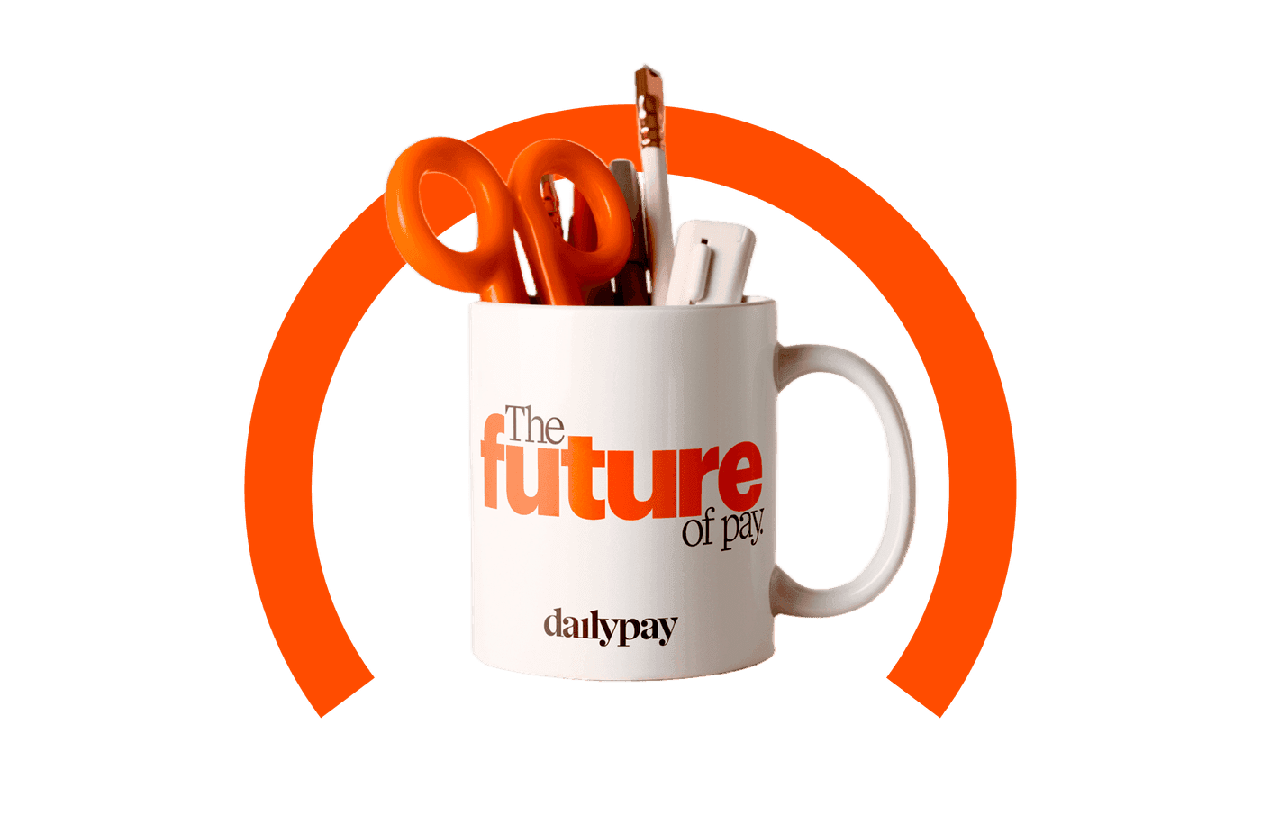 DailyPay branded mug — breakroom