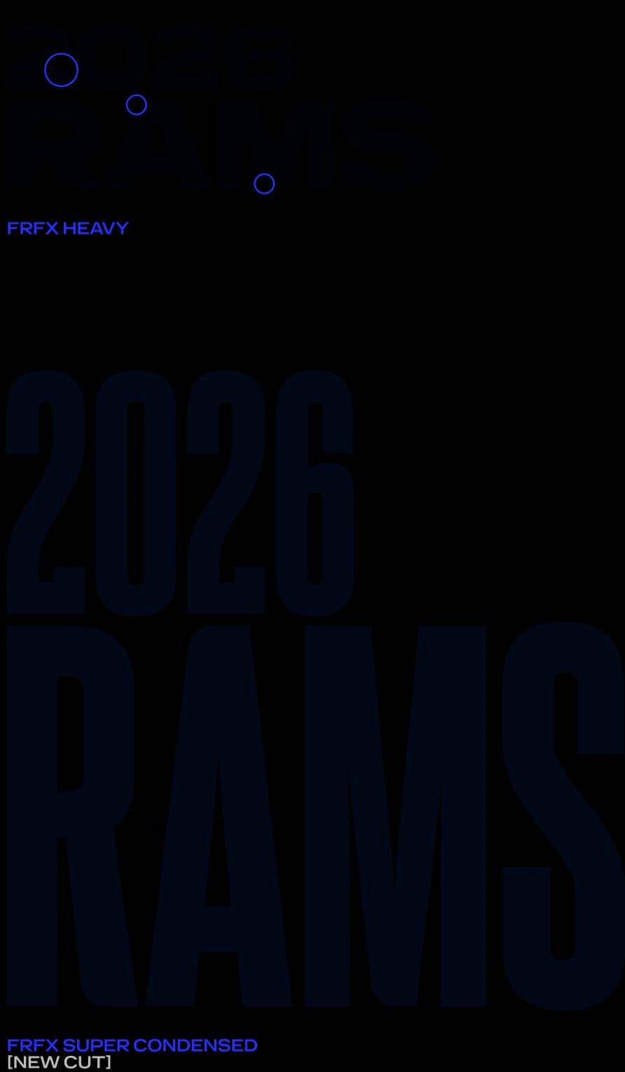 2026 Rams set in FRFX Heavy and FRFX Super Condensed