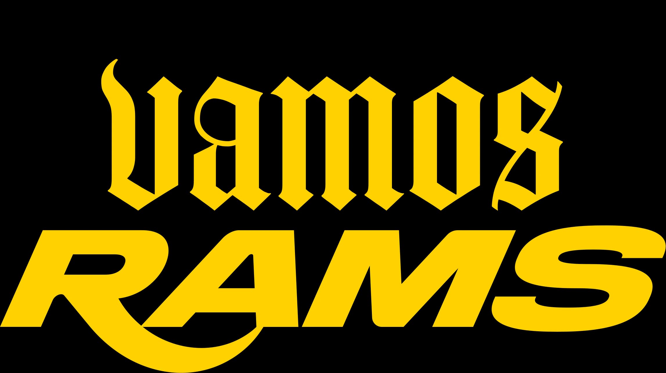 Vamos Rams blackletter and script lettering
