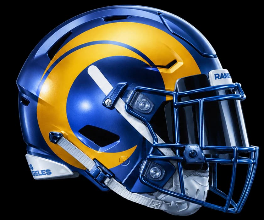 Rams royal and sol helmet