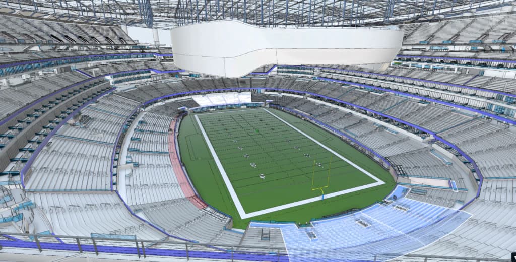 Render of the Infinity Screen over the SoFi bowl