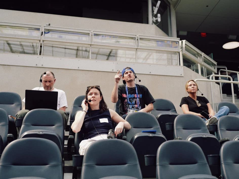 Team presenting in the SoFi Stadium stands