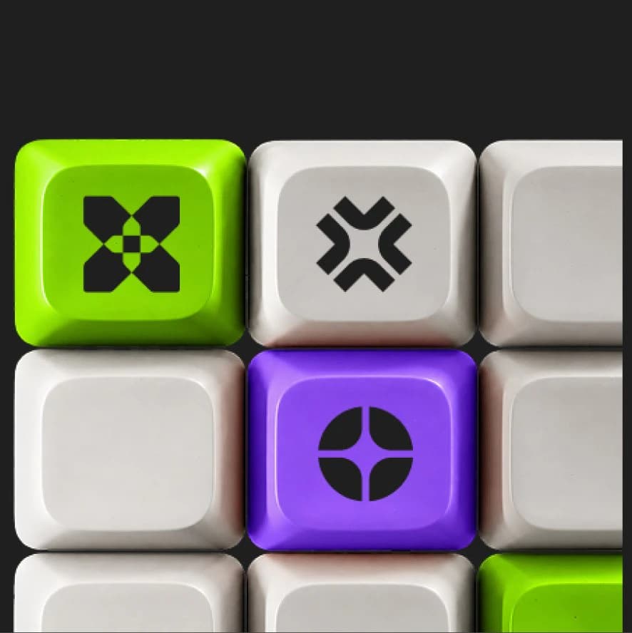 Keycaps printed with the Inception42 product icons